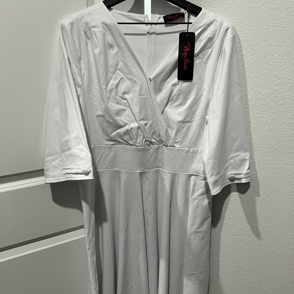 New! Hanna Nikole White Cotton Dress - 2x
